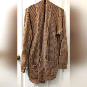 Oversized Quilted Polyester Cardigan Sweater - Size S / Color - Bronze/Brown